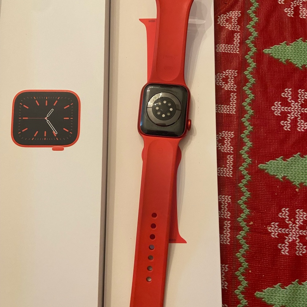 Apple Watch Series 6 (GPS, 44mm) - RED - Aluminum Case with RED - Sport Band - Picture 2 of 3